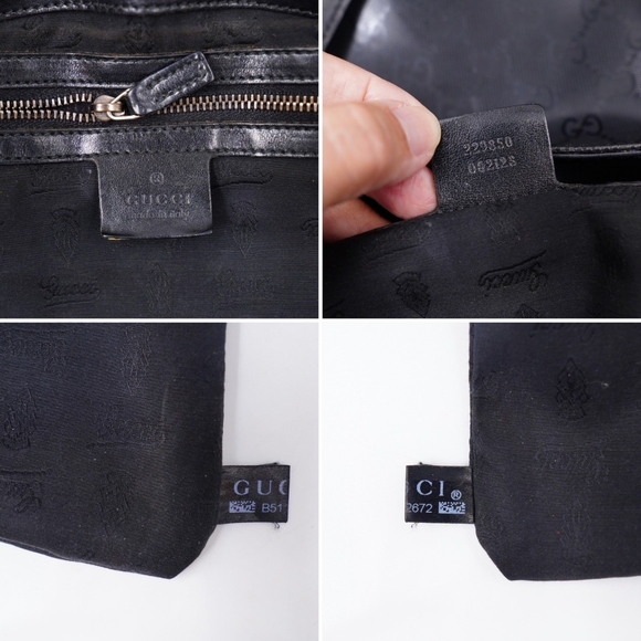 BA43❤️ Gucci Black GG Imprime Coated Canvas Metal Stud Tote Gucci - Picture 9 of 13